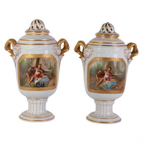 Pair Rosenthal German Porcelain Portrait Urn Vases (1 of 12)