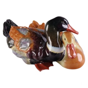 Herend Hungarian Porcelain Loving Ducks Sculpture