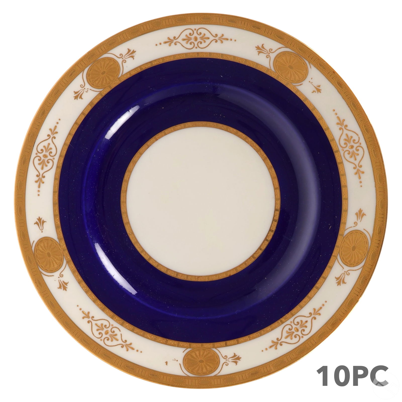 Minton Tiffany & Co Cobalt Gold Gilt Plate 10p SET (1 of 5)