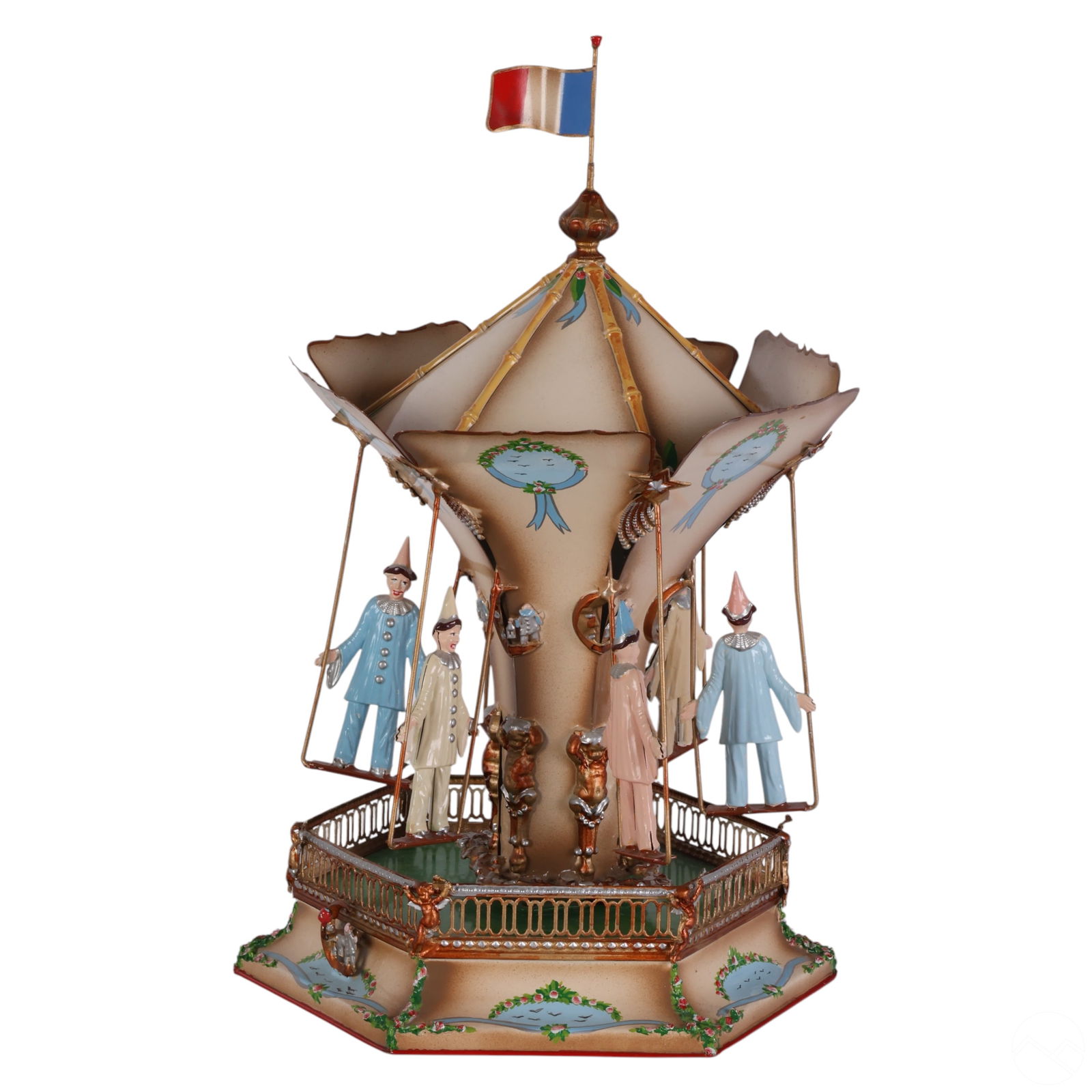 French Metal Clown Carousel Swiss Rouge Music Box (1 of 7)
