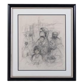 Edna Hibel (1917-2014) Portrait Original Drawing