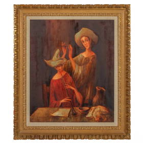 Bernard Barry 1876-1929 Woman Musicians Painting (1 of 5)
