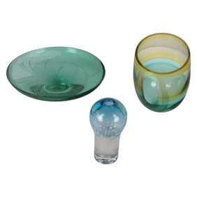 Mark Sudduth b.1983 Modern Art Glass Bowl Vase LOT