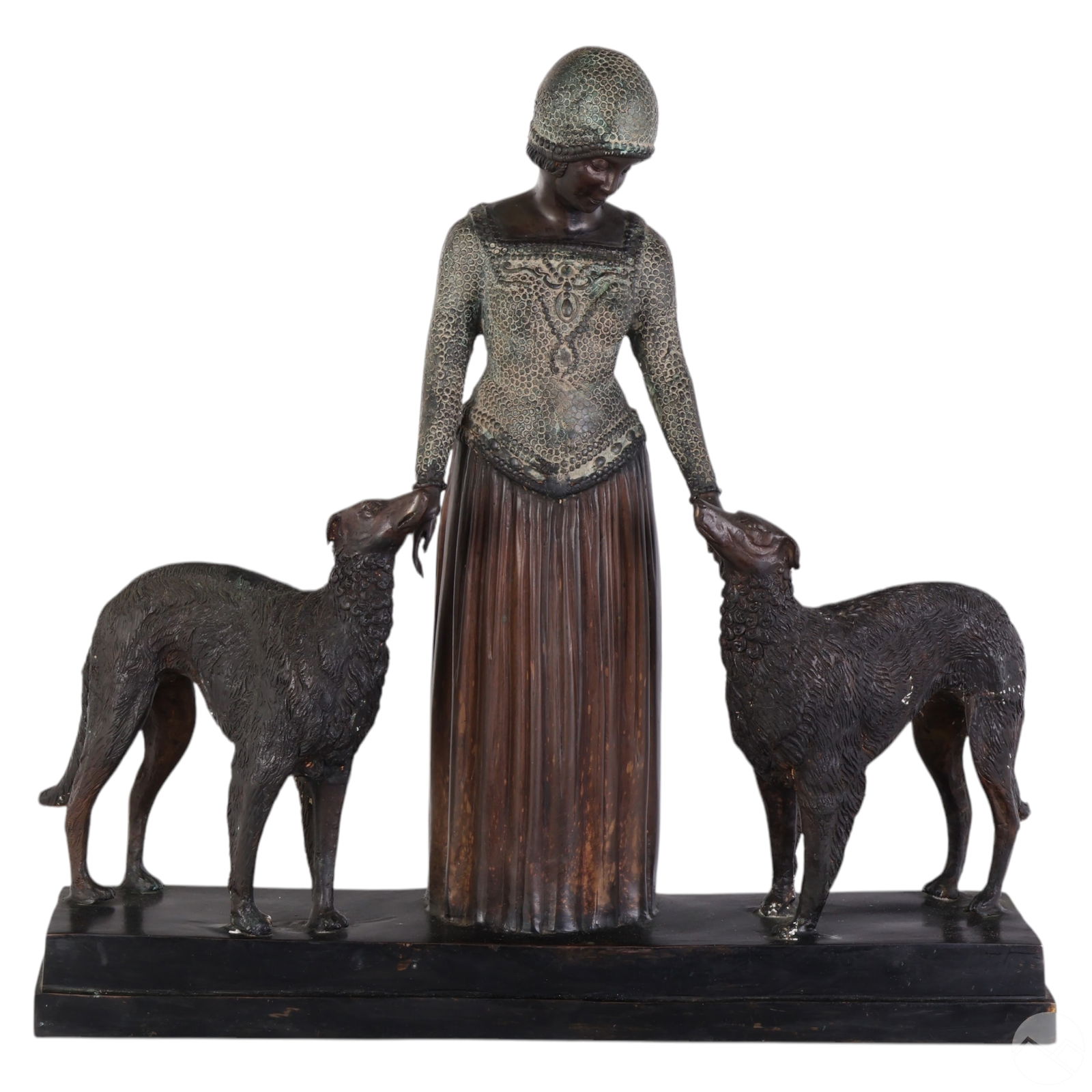 Lady with Her Dogs Bronze Sculpture after Chiparus (1 of 7)