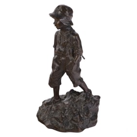 Jeanne Chateignon 1876-1950 Bronze Boy Sculpture