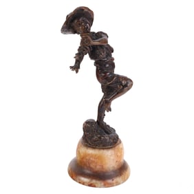 Carl Kauba 1865-1922 Boy w/ Frog Bronze Sculpture