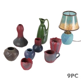 Van Briggle American Art Pottery Vase Lamp 9pc LOT