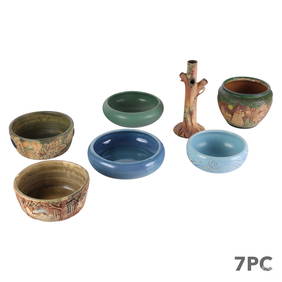 Weller American Art Pottery Tree Vase Bowl 7pc LOT (1 of 15)