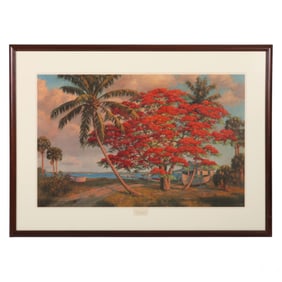 A.E. Backus 1906-1990 Royal Poinciana Litho SIGNED