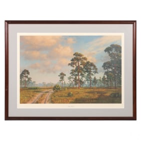 A.E. Backus 1906-1990 Woods Landscape Litho SIGNED