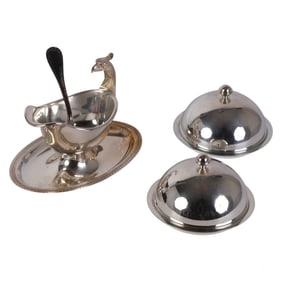 Christofle Silverplate Domed Butter Gravy Boat LOT