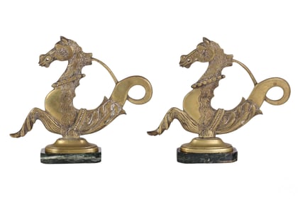 Venetian Pair of Brass Seahorse Gondola Oar Locks