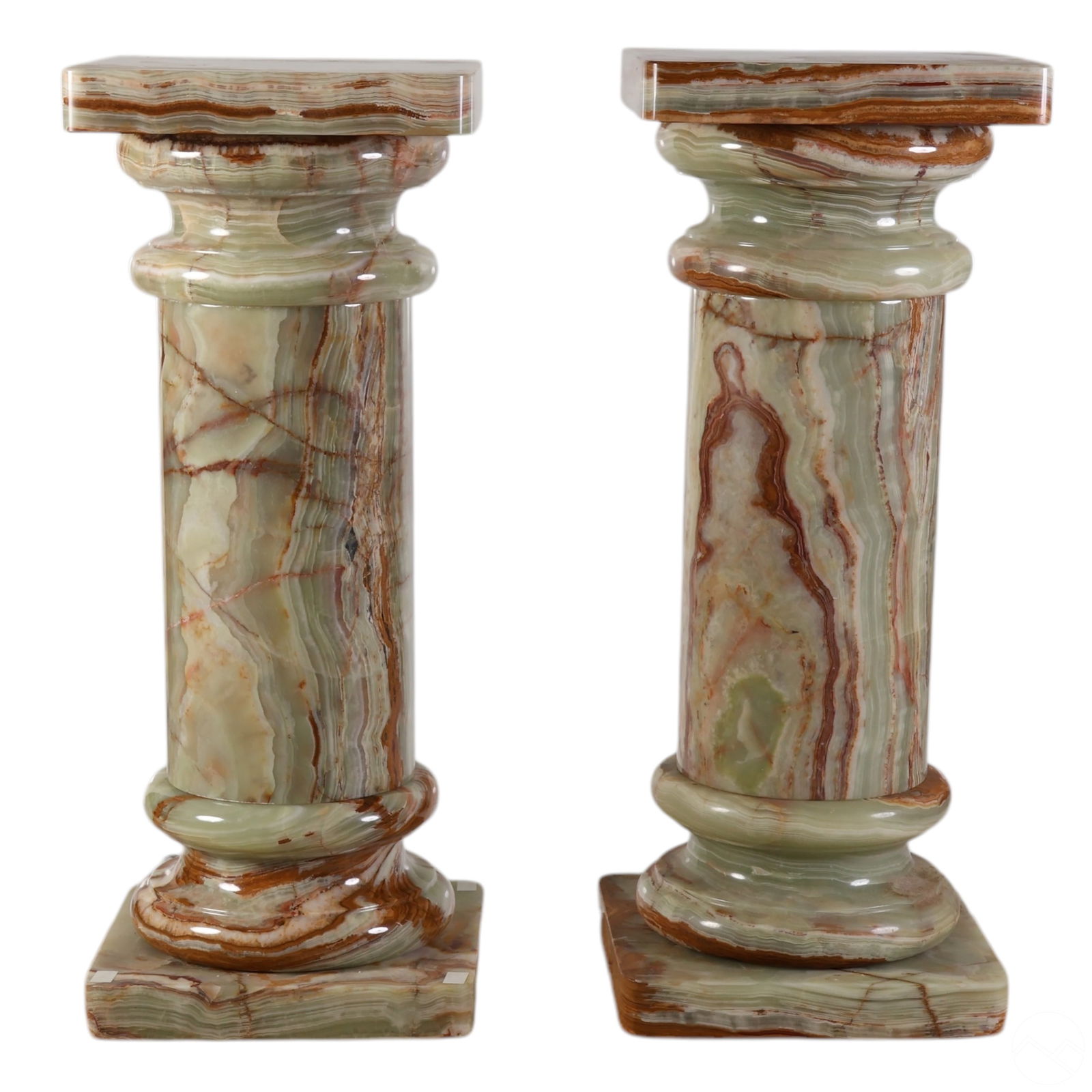 Antique Pair of Variegated Onyx Column Pedestals (1 of 11)
