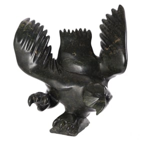 Canadian Inuit Carved Soapstone Eagle Sculpture