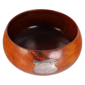 Antique 1927 Hawaiian Koa Wood Presentation Bowl