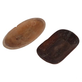 19C Primitive Antique Carved Wood Dough Bowls LOT