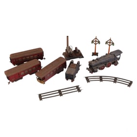 Antique Ives Railway Train Tracks & Wilesco Engine