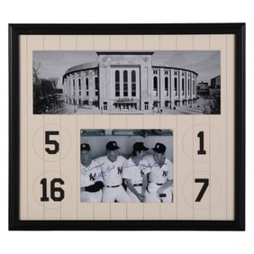 Mantle DiMaggio Ford & Martin SIGNED Photo Plaque