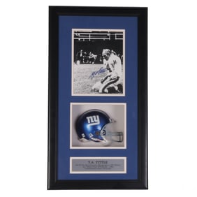 Y A Tittle Photo Football Shadowbox Display SIGNED