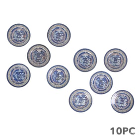 Chinese 10pc Porcelain Landscape Lithopane Plates