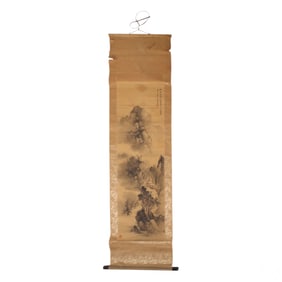 Chinese Antique Silk Scroll Watercolor Painting