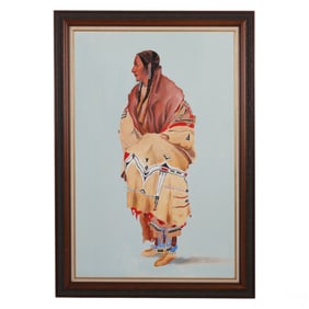 Ferjo (b.1946) Female Indian Portrait Oil Painting
