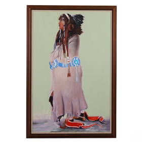 Ferjo b.1946 Male Native Indian Portrait Painting (1 of 6)