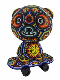 Rick Wolfryd CHROMA b1953 Beaded Skate Bear Figure
