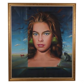 Ferjo (b.1946) Girl w/ Green Pear Earring Painting