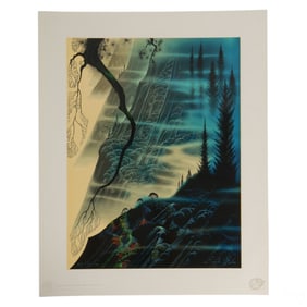 Eyvind Earle 1916-2000 Sea Cliff Serigraph SIGNED
