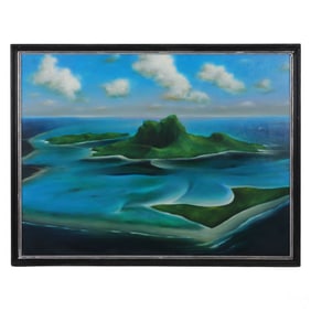Ferjo b.1946 Tropical Island Surreal Oil Painting