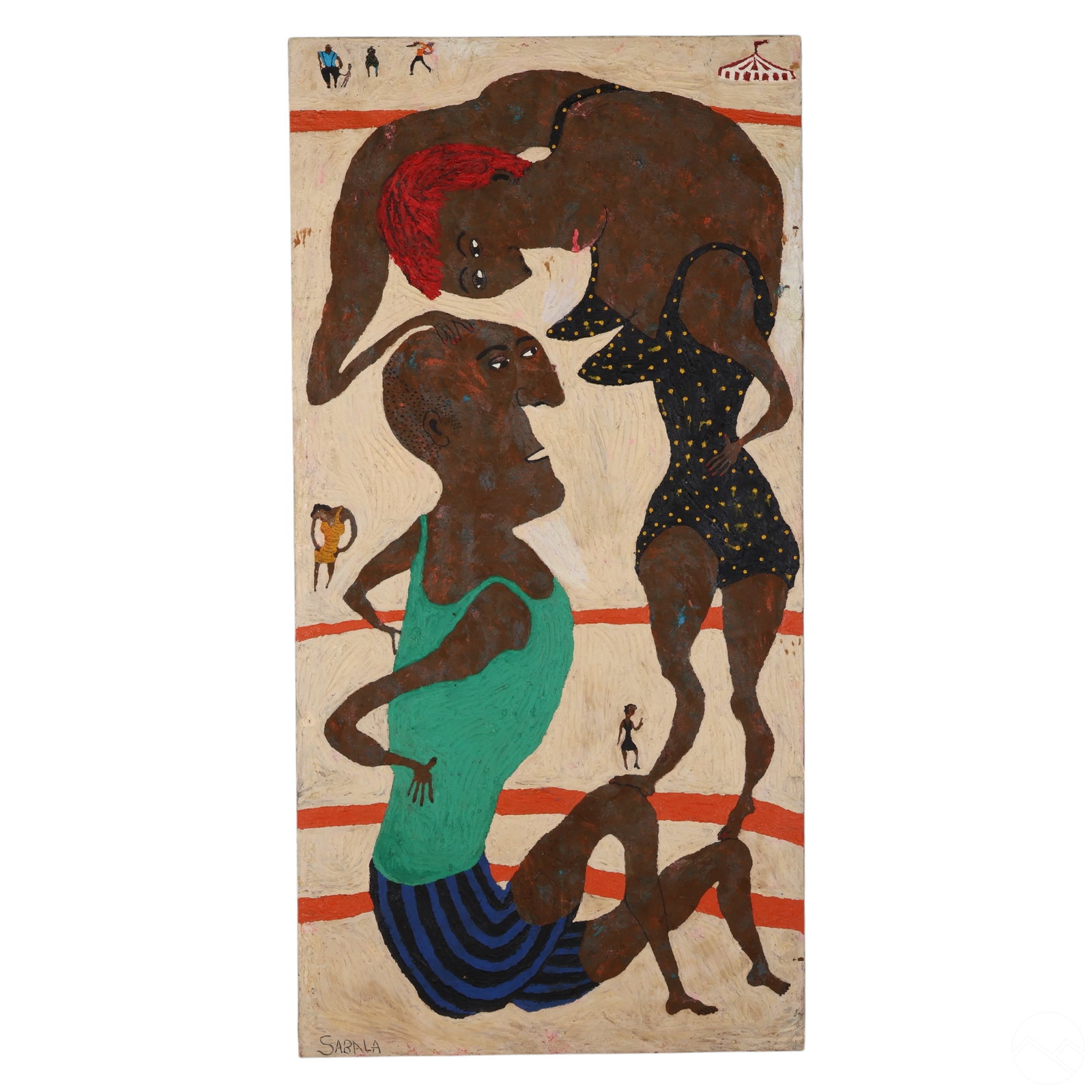 Elisabeth Sabala b.1956 Circus Acrobat Painting (1 of 8)