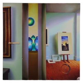 Ferjo b.1946 Studio with Glass Jars Oil Painting
