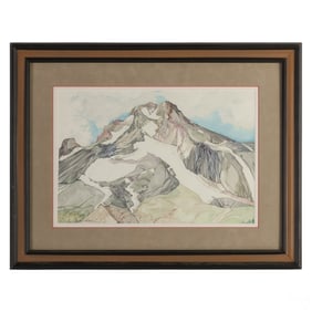 Stanley Folsom (20C) Mountain Watercolor Painting