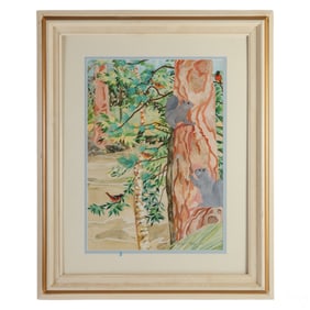 Stanley Folsom (20C) Woodland Watercolor Painting