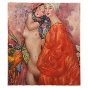Ferjo b.1946 Gustav Klimt Nude Hommage Painting