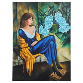 Ferjo b.1946 Surrealistic Meditation Oil Painting