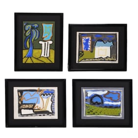 Paolo Valle b.1948 Italian Mixed Media 4 Piece LOT