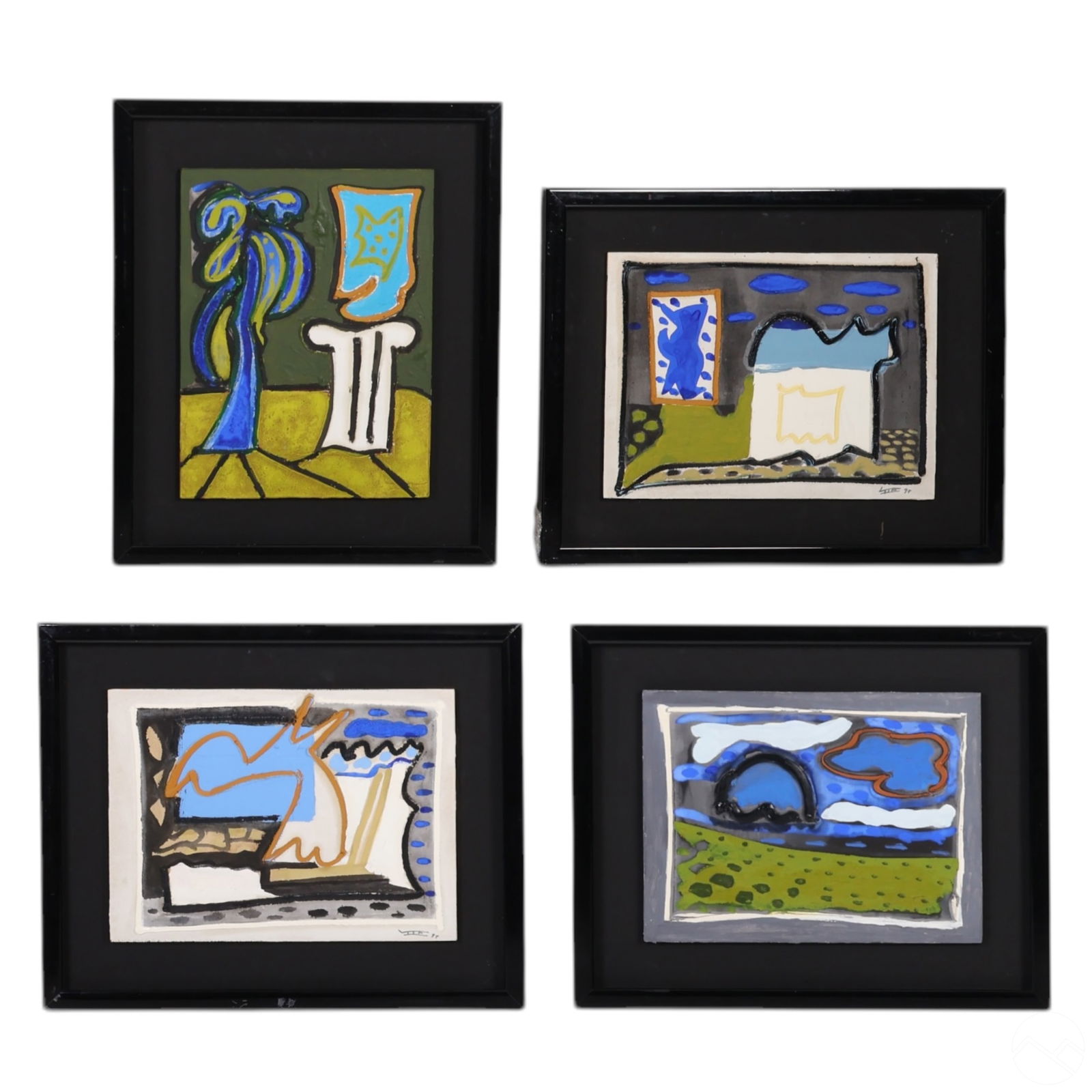 Paolo Valle b.1948 Italian Mixed Media 4 Piece LOT (1 of 16)