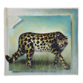 Ferjo b.1946 Cheetah Alone Surrealist Oil Painting
