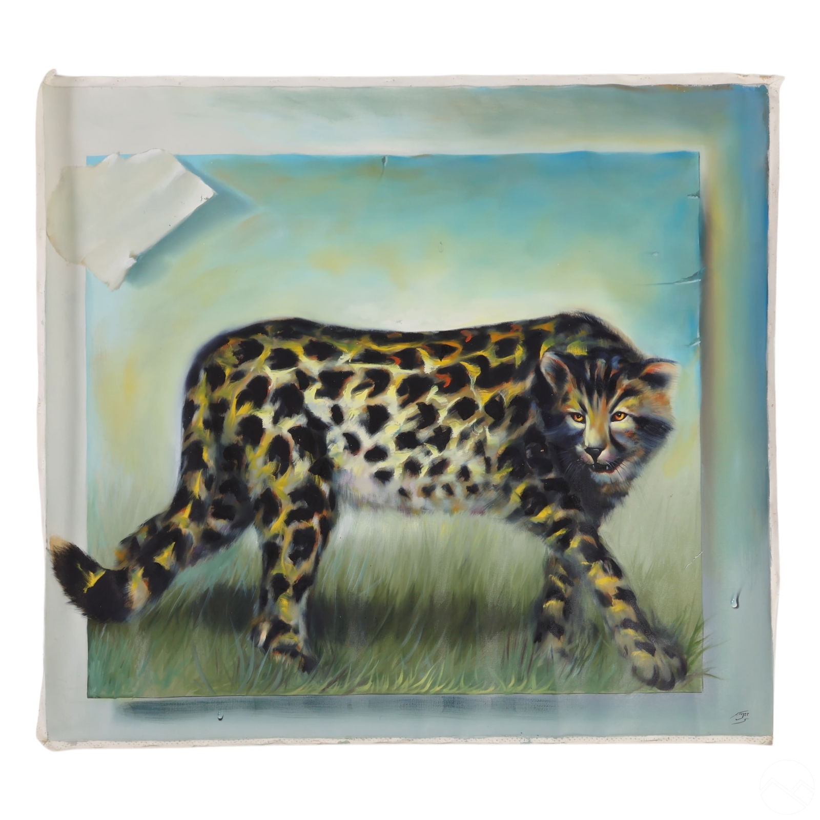 Ferjo b.1946 Cheetah Alone Surrealist Oil Painting (1 of 5)