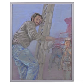 N Marino D'Alessio 20C Worker with Ladder Pastel