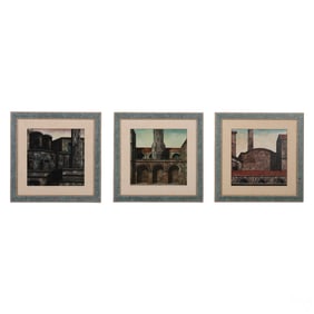 Tonino Caputo 1933-2021 Architecture Paintings 3pc