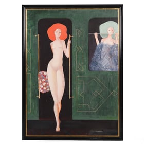Ferjo b.1946 Homage to Lenoir Fini Nudes Painting