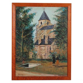 Ferjo b.1946 Homage to Utrillo Church Painting