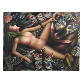 Albert Belasco b.1938 Nude Butterfly Lady Painting