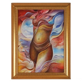 Mercedes Coachy b.1932 Haitian Nude Torso Painting