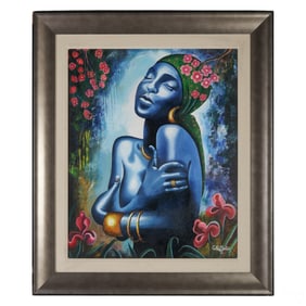 Caleb Mentor 20C Surreal Haitian Folk Art Painting