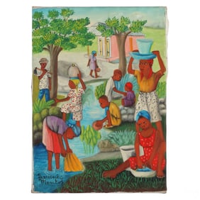 Louines Mentor (Haitian, b.1936) Folk Art Painting