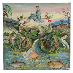 C.St. Aude (Haitian 20C) Surreal Wildlife Painting (1 of 5)